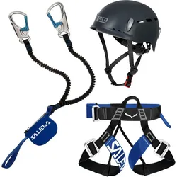 Klettersteig Komplettset Salewa Premium Attac + Salewa Via Ferrata Pro Evo Gurt + LACD Protector Helm midnight navy