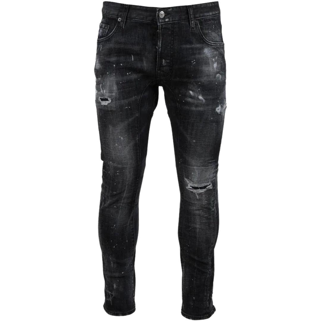 Dsquared2 Tidy Biker Jean Zwarte Destroyed Denim Jeans