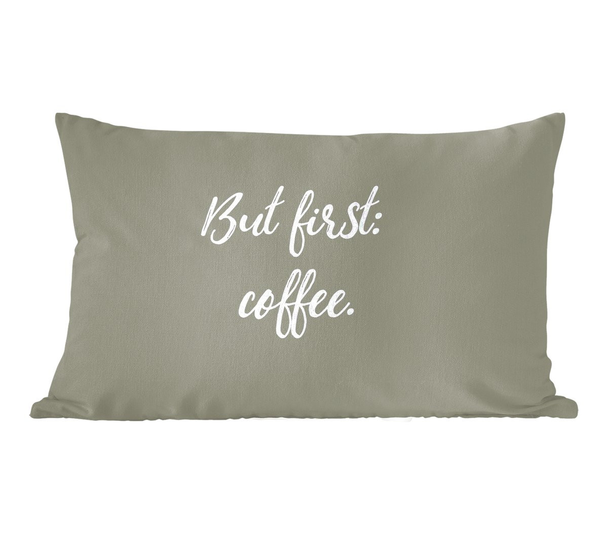 PillowMonkey Sierenkussen But first: coffee met quote - 60 x 40 cm