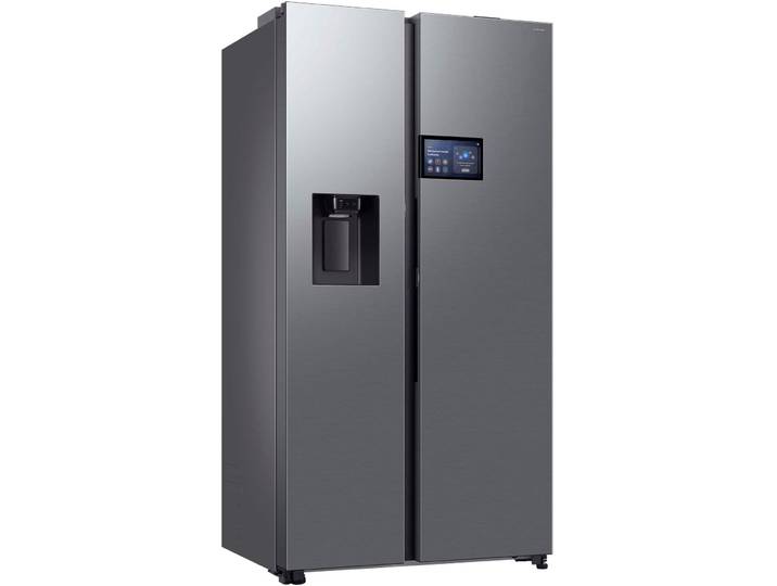 SAMSUNG Side-by-Side RS90F65EDT , Energieeffizienz: D, silber (edelstahl look), mit Wasser-/Eisspender, Kühlschränke, Separate Temperaturregelung für Kühl- und Gefrierbereich, Side-by-Side
