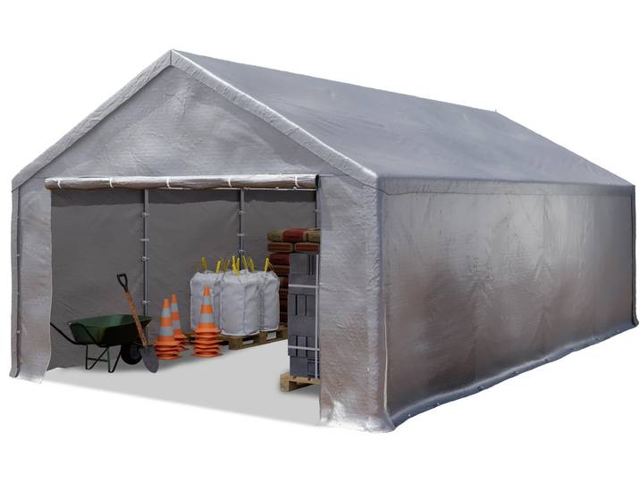 TOOLPORT Tente de stockage 4x8 m abri bâche PVC 350 N imperméable gris