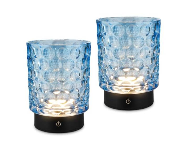 BRILONER - 2er Set LED Tischlampe kabellos, Glaskorpus, Touch, dimmbar