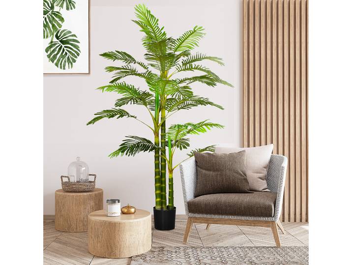 HOMCOM Palmier Artificiel 190cm 30 Feuilles avec Pot Inclus