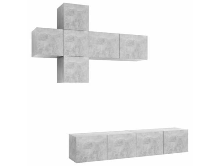Makastle 7-TLG. TV-Schrank-Set Betongrau Holzwerkstoff
