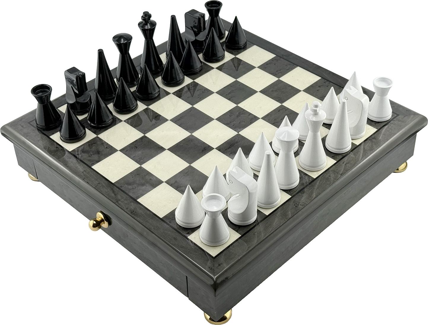 Italfama Modern Schach 32x32cm Holz Minimalistisch Geometrisch König 7.6cm