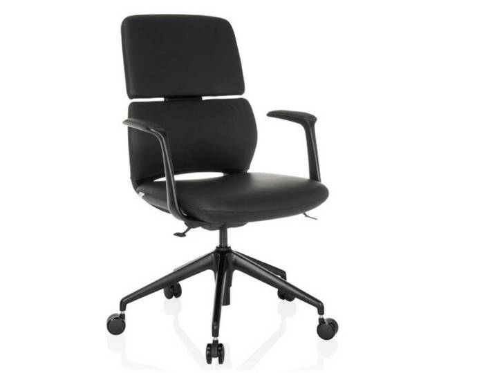 Mid.you Drehstuhl, Schwarz, Kunststoff, Lederlook, Drehkreuz, 62x98-108x60 cm, abwischbar, Büromöbel, Bürostühle, Drehstühle