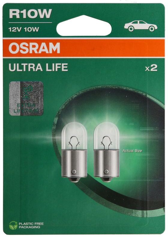 Ams-Osram Hehkulamppu Osram Ultra Life R10w 12v, 10w, 2 Kappale