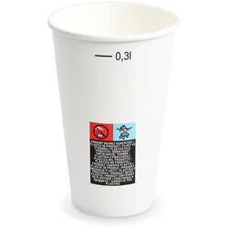 VEPATIM 250x Heiß- und Kaltgetränkebecher Pappbecher FSC Mix/PE weiß 300ml Eichstrich  O 80mm