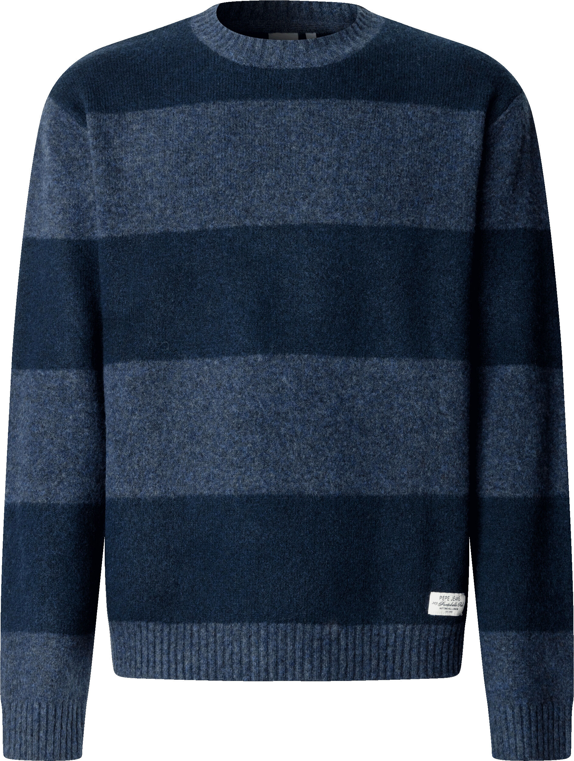 Strickpullover PEPE JEANS "DEACON STRIPES", Herren, Gr. XXL, blau (sea blau), Strick, Obermaterial: 65% Polyester, 28% Polyacryl, 5% Wolle, 2% Elasthan, gestreift, hüftbedeckend, Rundhals, Rippstrickbündchen, Pullover Strickpullover, mit Streifenstruktur,