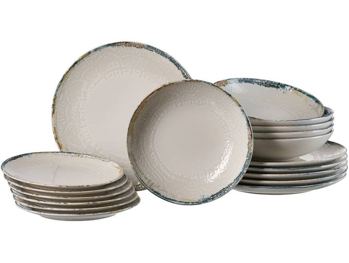 Tafelservice RITZENHOFF & BREKER Alfonso , beige, 18 Stk., Steinzeug, Geschirr-Sets, Tafelservice, Teller Set, aus Steinzeug für 6 Personen