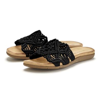 Pantolette LASCANA "Sommerschuh, offener Schuh, Mule, Sandale", Damen, Gr. 39, schwarz, Obermaterial: 100% Textilmaterial. Decksohle: 100% Textilmaterial. Futter: 100% Textilmaterial. Laufsohle: 100% Synthetik, unifarben, Schuhe Pantolette, mit...