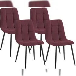 CLP 4er Set Esszimmerstühle Tilde Cord HBT: 84x45x55 cm bordeauxrot Cord