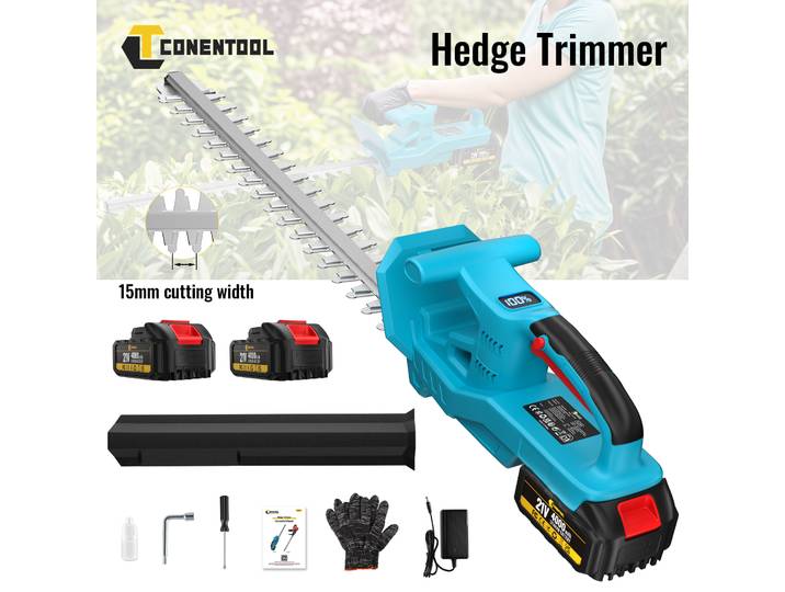 CONENTOOL Tondeuse à haies électrique 20'' 21V sans fil, sécateur de jardinage, outils électriques de jardin, batterie 4000mAh compatible avec batterie Makita 18V