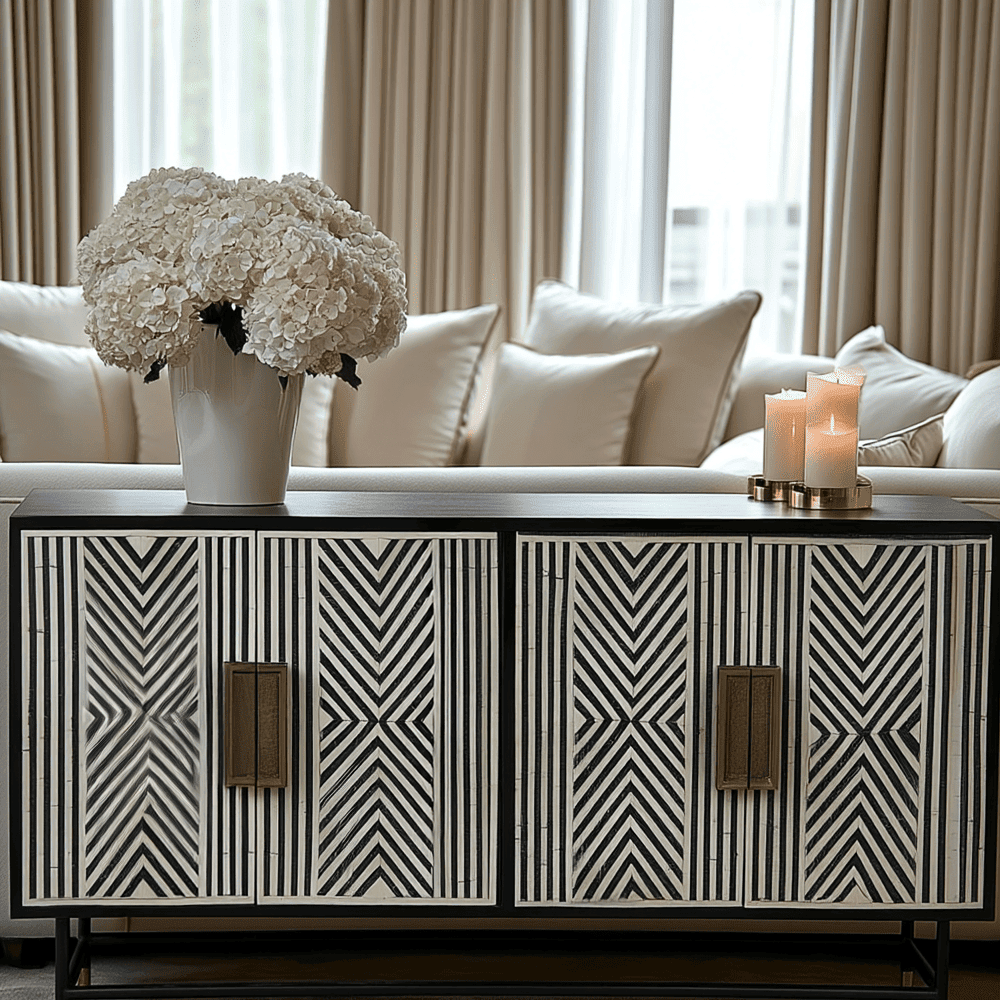 Lydia Luxury Monochrome 4 Door Sideboard