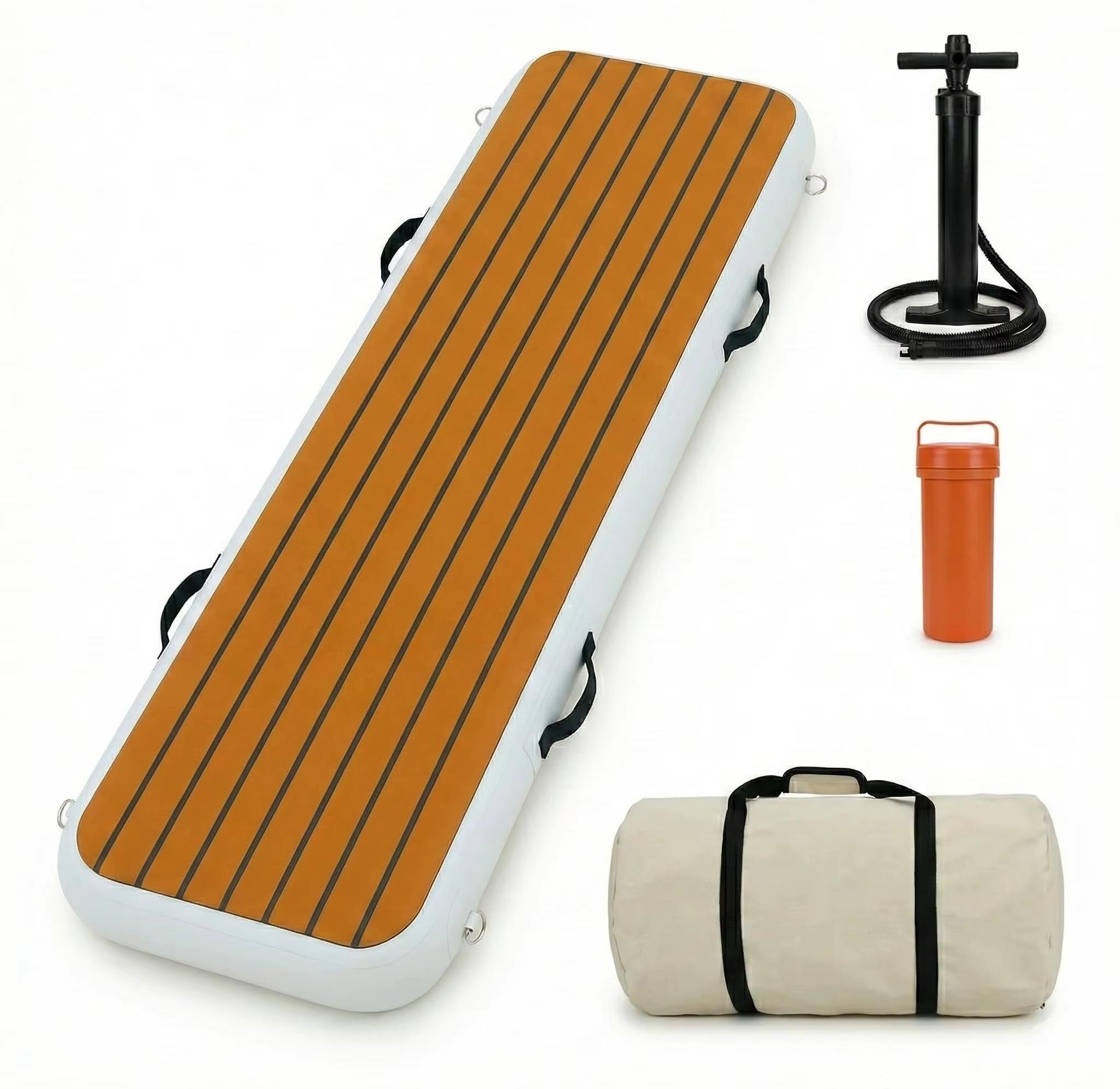 Aufblasbare Gangway für Boote - Schwimmender Laufsteg - 200 x 60 x 15 cm - Rutschfeste EVA-Oberfläche - Verstärktes PVC - Weiß