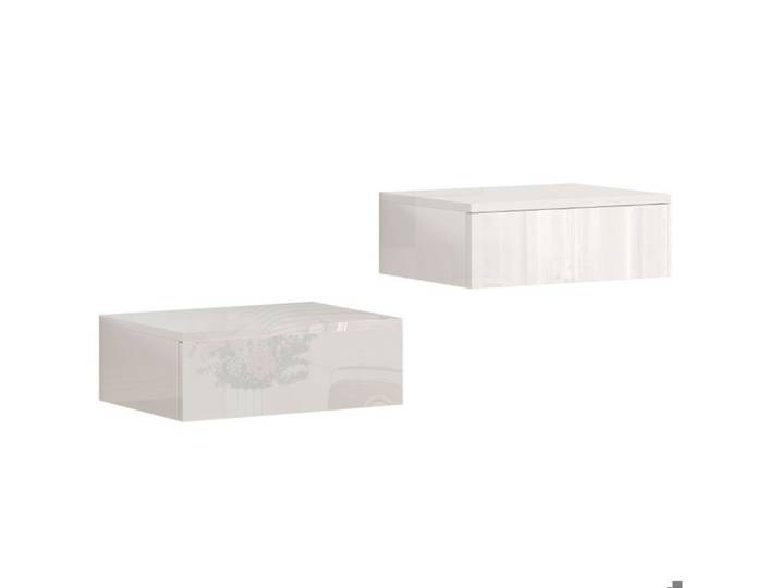 2 chevets muraux suspendus avec tiroir blancs brillants panneaux de particules chambre TYNQER