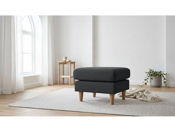 Polsterhocker GOODPRODUCT Tvinno , grau (anthrazit), B:63cm H:47cm T:63cm, 100% Polyester, Hocker, Polsterhocker, im skandinavischen Stil