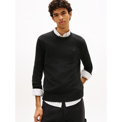 Strickpullover TOMMY JEANS "TJM SLIM FIT LIGHT SWEATER", Herren, Gr. 4XL, schwarz, Strick, Obermaterial: 100% Baumwolle, unifarben, slim fit normal, Rundhals, eingesetzt Rippstrickbündchen, Pullover Strickpullover, Slim fit mit Rundhalsausschnitt