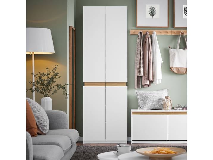 SoBuy KSB01-W placard à 2 portes armoire haute armoire de cuisine armoire de rangement avec 5 compartiments armoire polyvalente