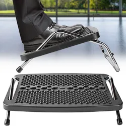 Fussstütze mit verstellbarem Neigungswinkel, schwarz, Ergonomische Fussbank für Schreibtisch, Arbeitsplatz, Homeoffice, Büro