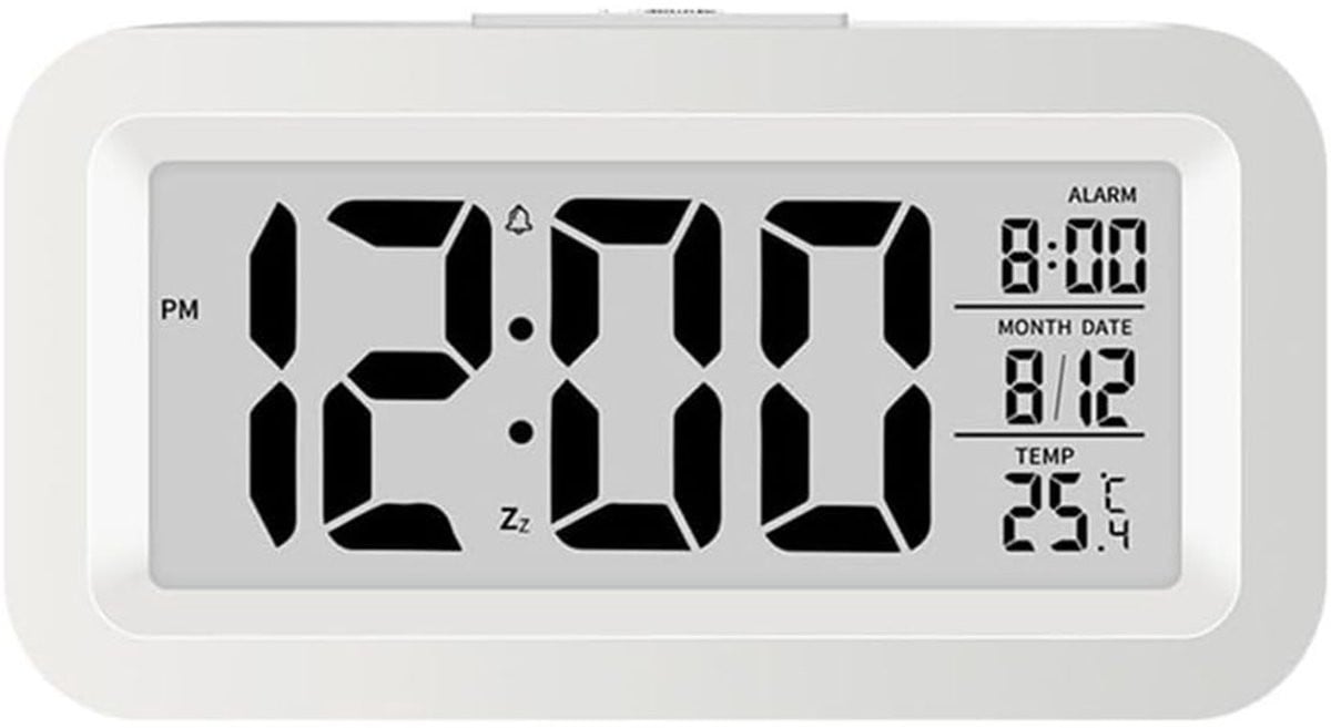 Vitdipy Digitale Wekker met Datum en Binnentemperatuur - Wit