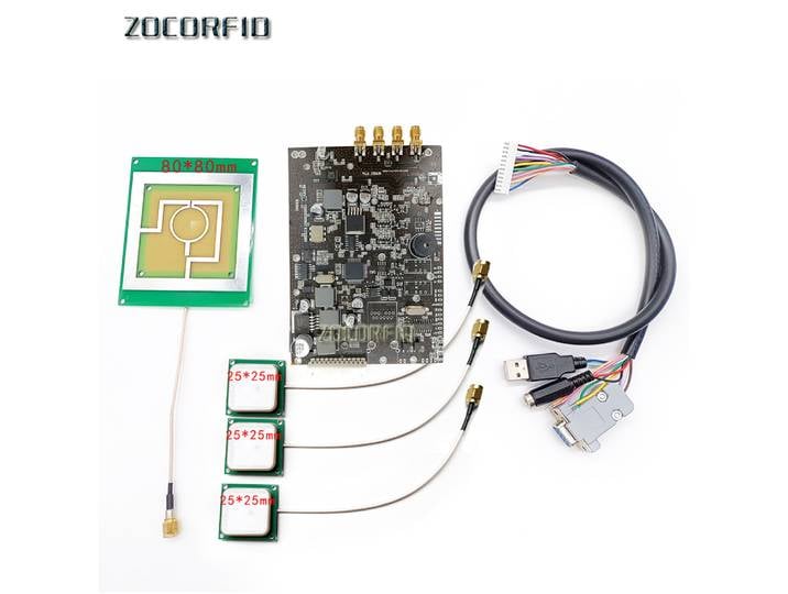 Lecteur RFID fixe UHF 4 ports avec module d'interface Wigan RS232 RJ45 et 4 antennes pour la gestion des entrepôts