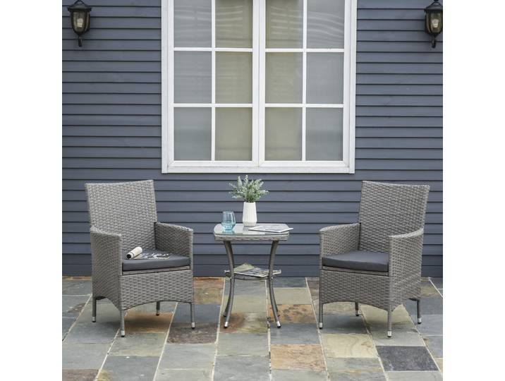 Outsunny Salon Jardin 2 Places Résine Rotin - Gris