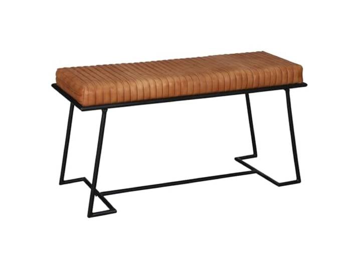 Sitzbank Adeva im Vintage-Design, aus Leder gefertigt, in Braun 100 cm Adeva verbindet die Sitzfläche mit einem gepolsterten Bezug. Adeva verbindet den Sitzbereich mit einem Gestell aus Metall.