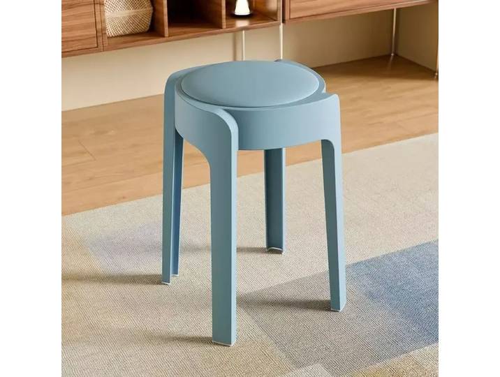 Tabouret de salle à manger empilable, tabouret rond rembourré, banc haut en plastique épaissi, tabouret simple pour salon et salle à manger
