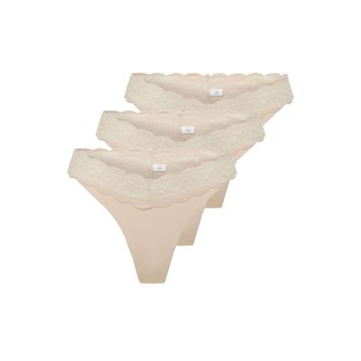 String ONLY "String ONLCHLOE LACE THONG 3er Pack", Damen, Gr. L, beige, Obermaterial: 75% Polyamid PA. 25% Elasthan EL., Unterhosen String
