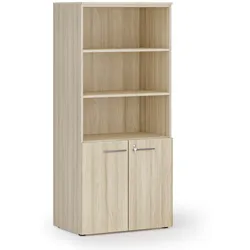 Kombi-Aktenschrank PRIMO WOOD, 800 x 500 x 1781 mm, Eiche natur