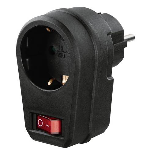 Hama 00223214 Steckdosenadapter, Schutzkontakt-Steckdose, Schalter, Schwarz