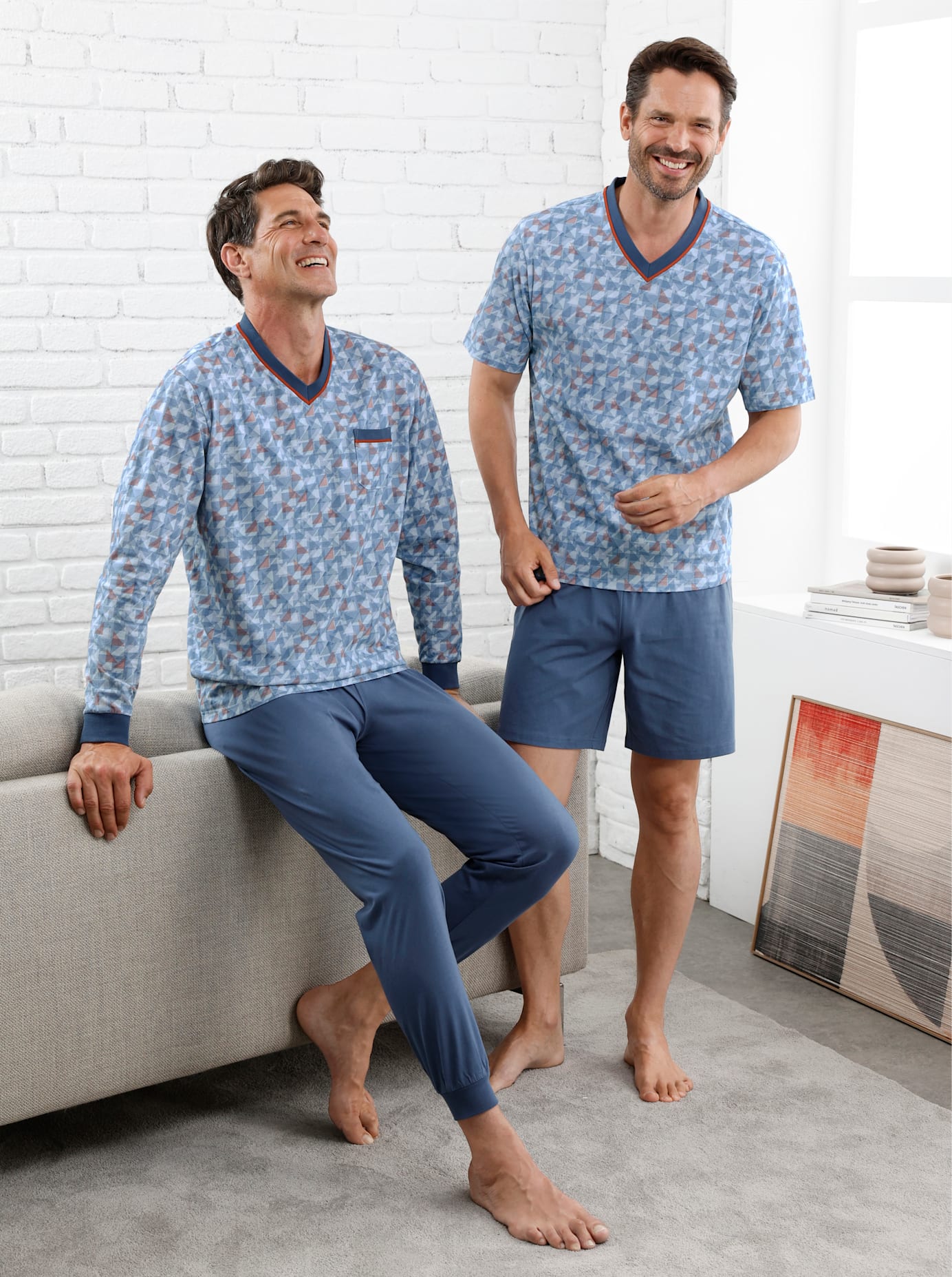 Shorty KINGS CLUB, Herren, Gr. 52/54, blau (jeansblau), 100% Baumwolle, Homewear-Sets Shorty jeansblau 52/54