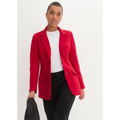 Jackenblazer BONPRIX, Damen, Gr. 54, rot (chillirot), Obermaterial: 100% Baumwolle. Futter: 100% Polyester, festlich, tailliert, Blazer, eleganter Schnitt, taillierte Passform, mit langem Arm
