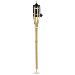 Relaxdays Gartenfackeln, 10er Set, Bambus, Ölfackeln für draußen, Outdoor Fackeln mit Ersatzdocht, Höhe: 80 cm, natur
