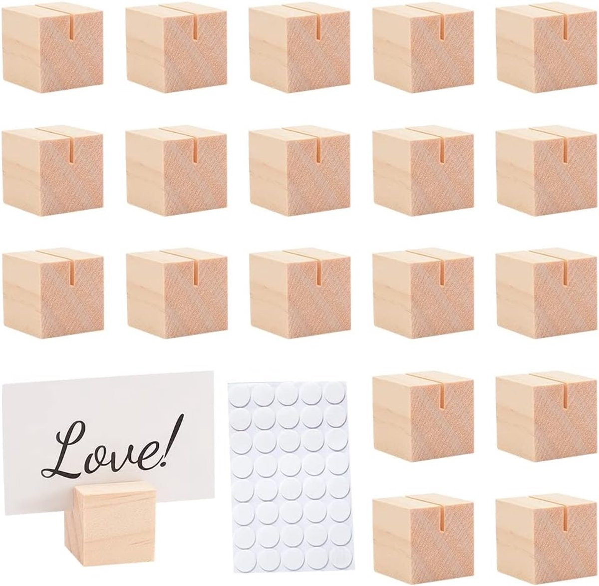 SnelShoppen 20 stuks houten kaarthouders voor naamkaarten en foto's