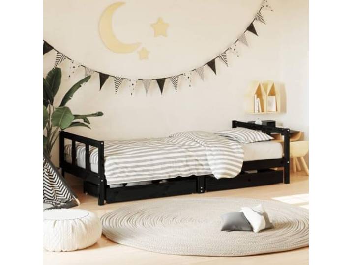 WXGTBKPR Kinderbett mit Schubladen 90x200 cm aus Kiefernholz, Einzelbett Stabiles Lattenrost-Design, Inklusive Stauraumschubladen, Kindgerechte Höhe
