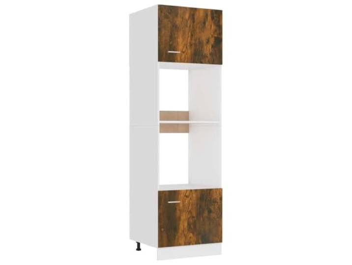 fsahslih Mikrowellenumbauschrank Lyon Räuchereiche 60x57x207 cm Hoher Küchenschrank mit 4 Fächern und flexiblen Türen für optimierte Ordnung in der Küche oder Speisekammer.