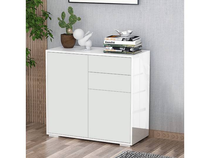 Buffet Blanc 2 Tiroirs 2 Portes 79x36x74cm