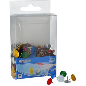 TipTop-Office Reißzwecken TTO 405437, farbig sortiert, 10mm Kopfdurchmesser, 200 Stück