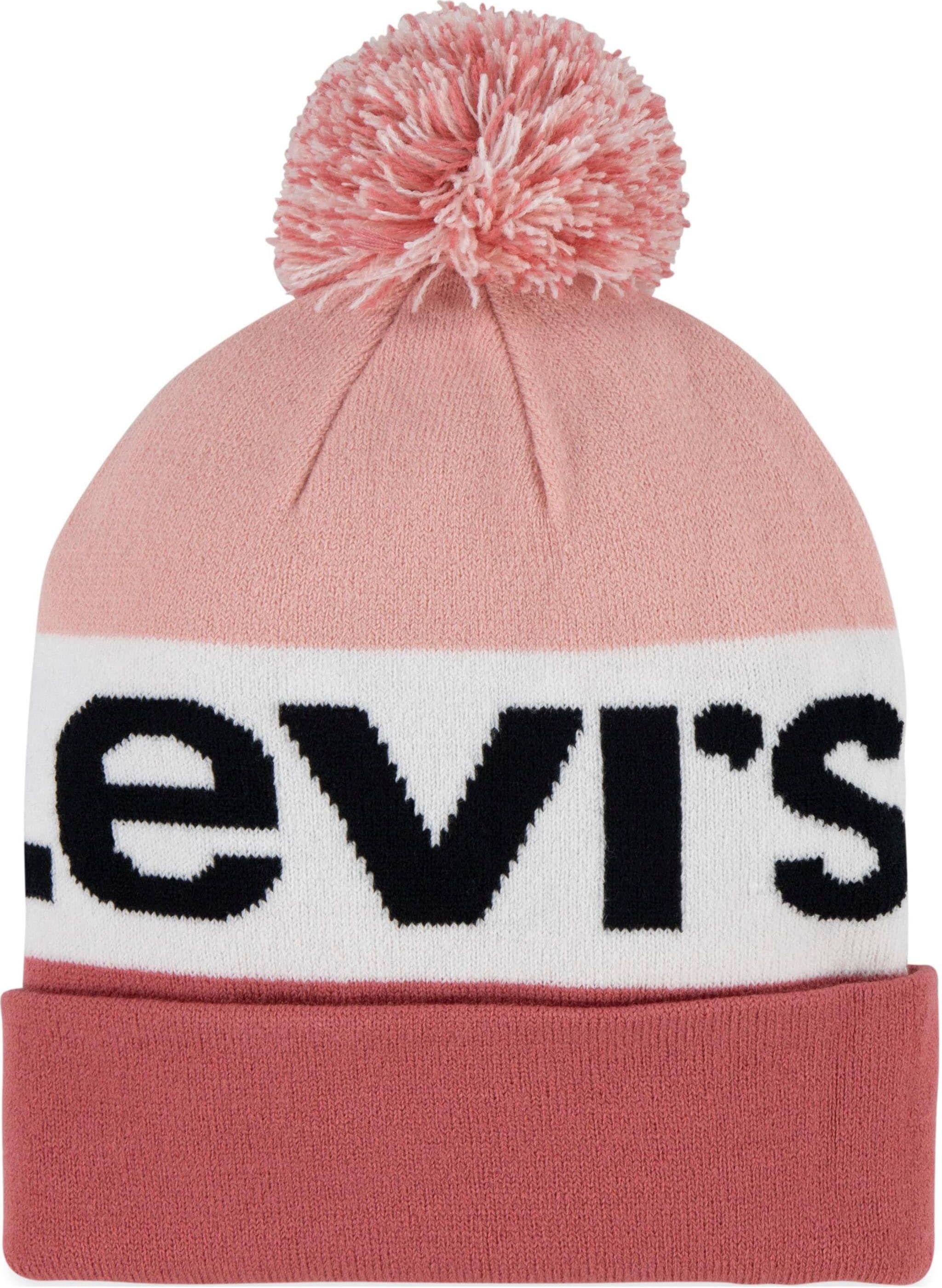 Bommelmütze LEVI'S KIDS, Jungen, Gr. - (128/158), rosa (rapture rose), Obermaterial: 95% Polyacryl, 4% Polyamid, 1% Elasthan, Mützen Bommelmütze, im Set mit Handschuhen, für Größen 128 bis 158