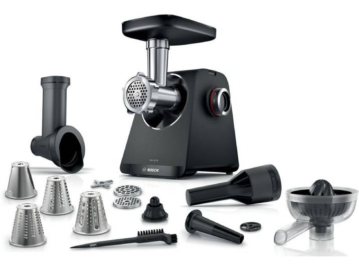 Bosch Serie 4, Fleischwolf, MultiPower Series 4, 1900 W, Schwarz, Schwarz, MFWS450B, ID MFWS450B