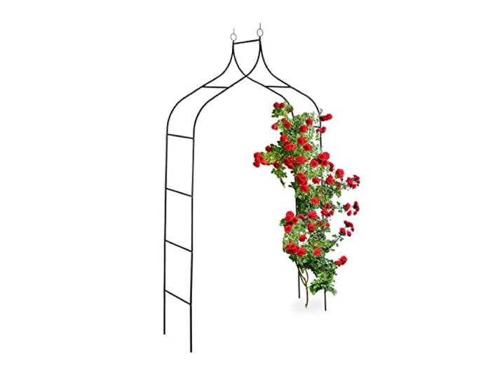 Relaxdays Arche à Rosier en métal\, Portail pour Jardin\, HxLxP: 255 x 140 x 38 cm\, tuteur pour Plantes grimpantes\, Noir