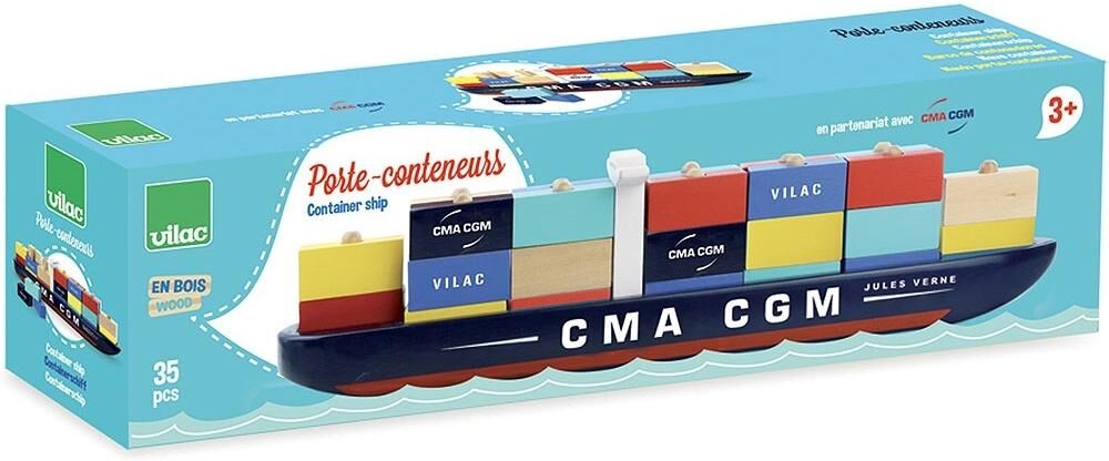 Stapelspielzeug VILAC "Containerschiff", Baby, bunt (mehrfarbig), Holz, Stapelspielzeug Stapelspielzeug mehrfarbig Einheitsgröße