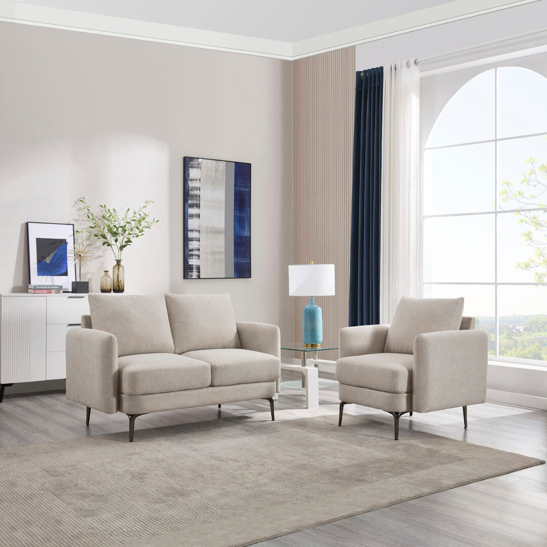 Metro Delbreco 1+2 Seater Fabric Sofa Set Beige 2