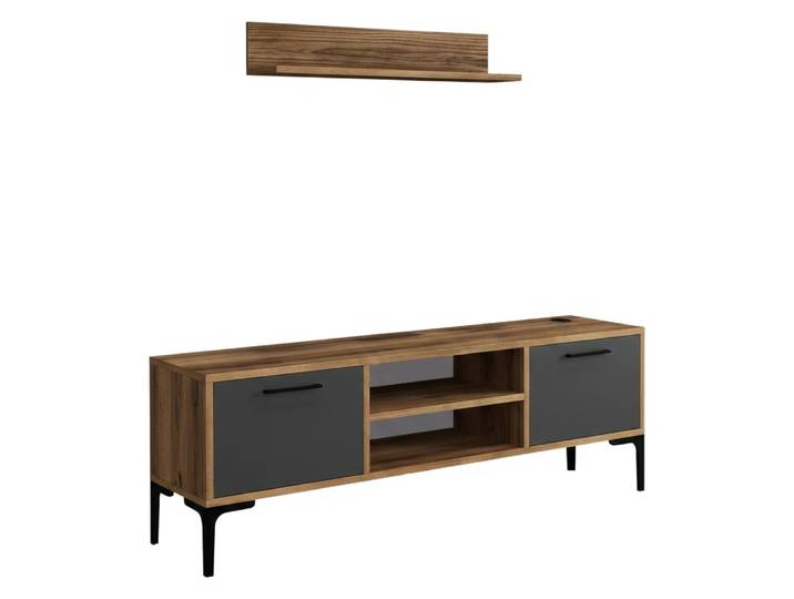 Meuble tv en bois noble brun noyer