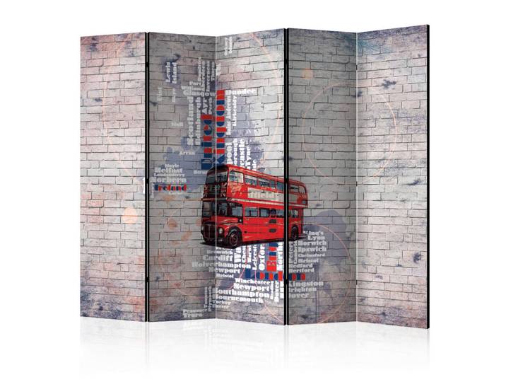 artgeist Paravent, Rot, Beige, Holz, Kiefer, massiv, Auto, 225x172x3 cm, Motiv auf Vorder- und Rückseite, Wohnzimmer, Raumteiler, Paravents
