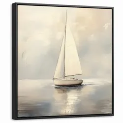 LEINWAND Bilder mit Rahmen - Segelschiff - Meer - Bewölkt - 50x50