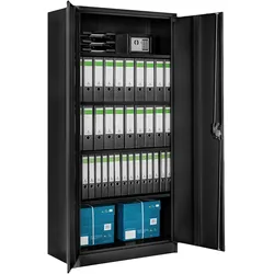 tectake Blain Standfester Aktenschrank pulverbeschichtet Sicherheitsschloss schwarz 180x80x40cm