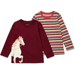 Tchibo - 2 Kinder-Langarmshirts - Baby - Gr. 86/92 - weinrot